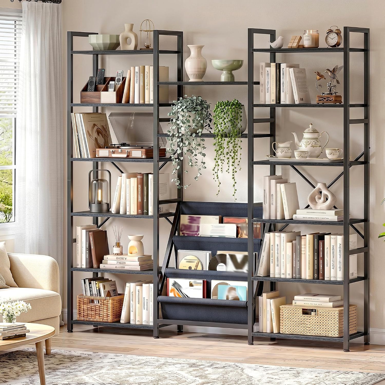 Office Furniture Custom - 6 Tier 3 Column Book Shelf