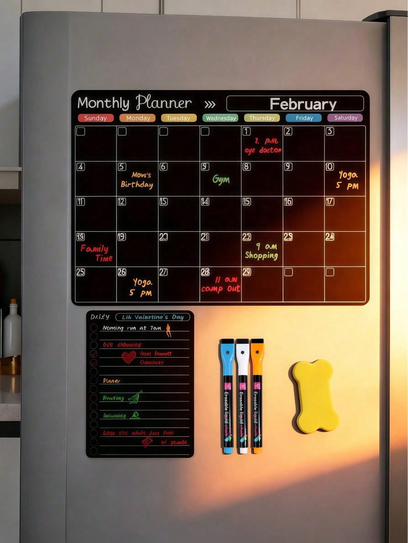 Magnetic Whiteboard Calendar - Magnetic Erasable Refrigerator Calendar, Monthly Meal