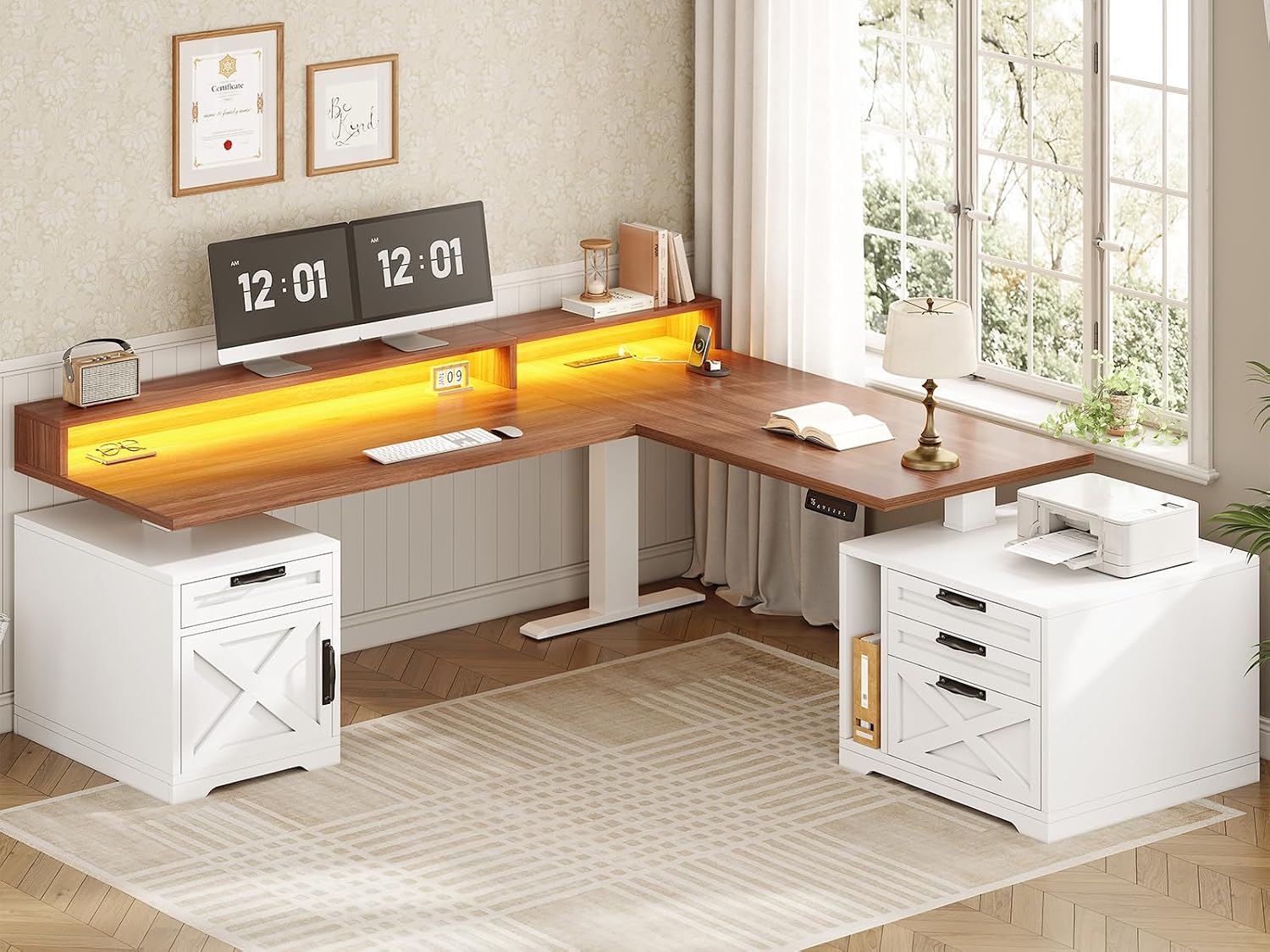 L Shaped Standing Desk Height  - đánh giá và giá Office Furniture Custom