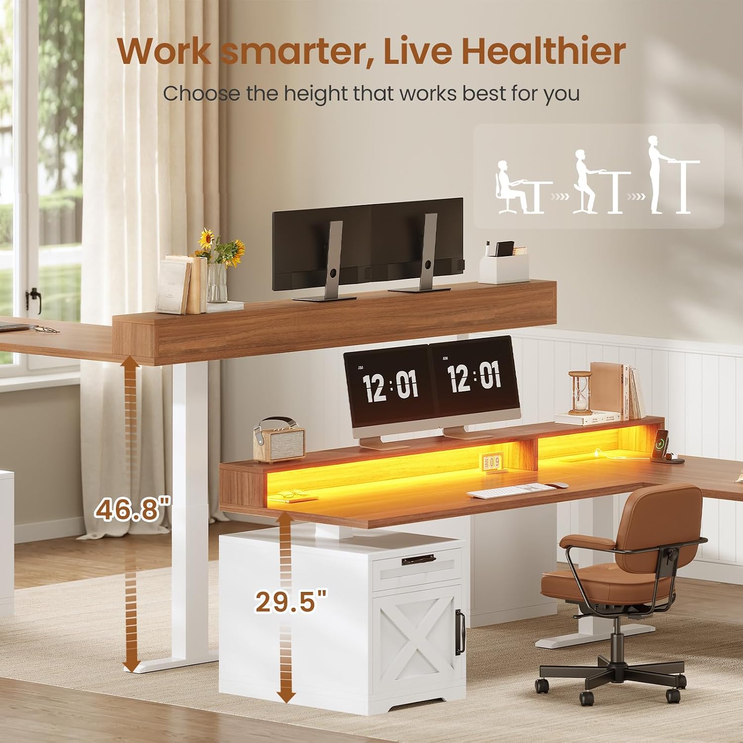 L Shaped Standing Desk Height  - đánh giá và giá Office Furniture Custom