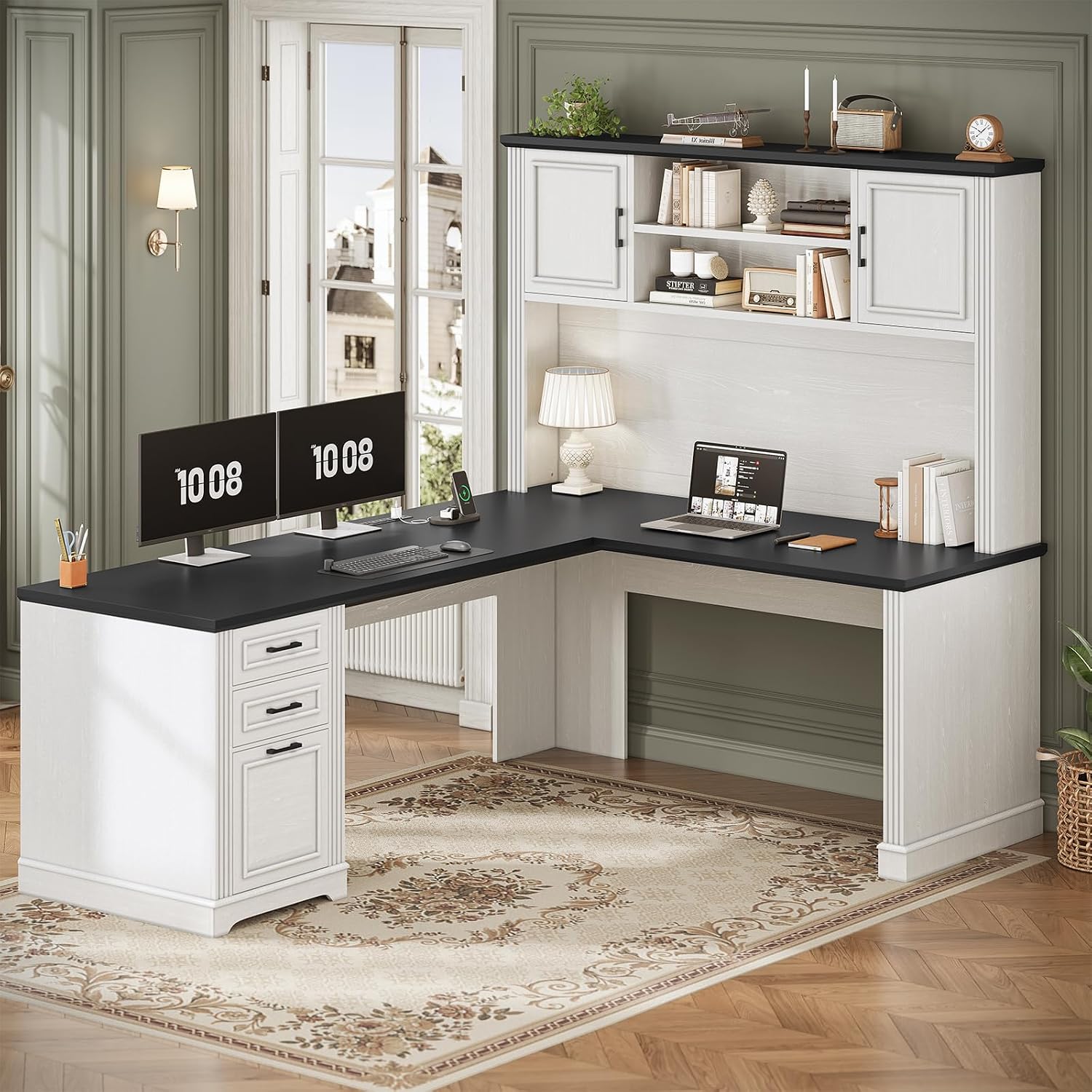 L Shaped Desk with Hutch & 3 D - đánh giá và giá Office Furniture Custom