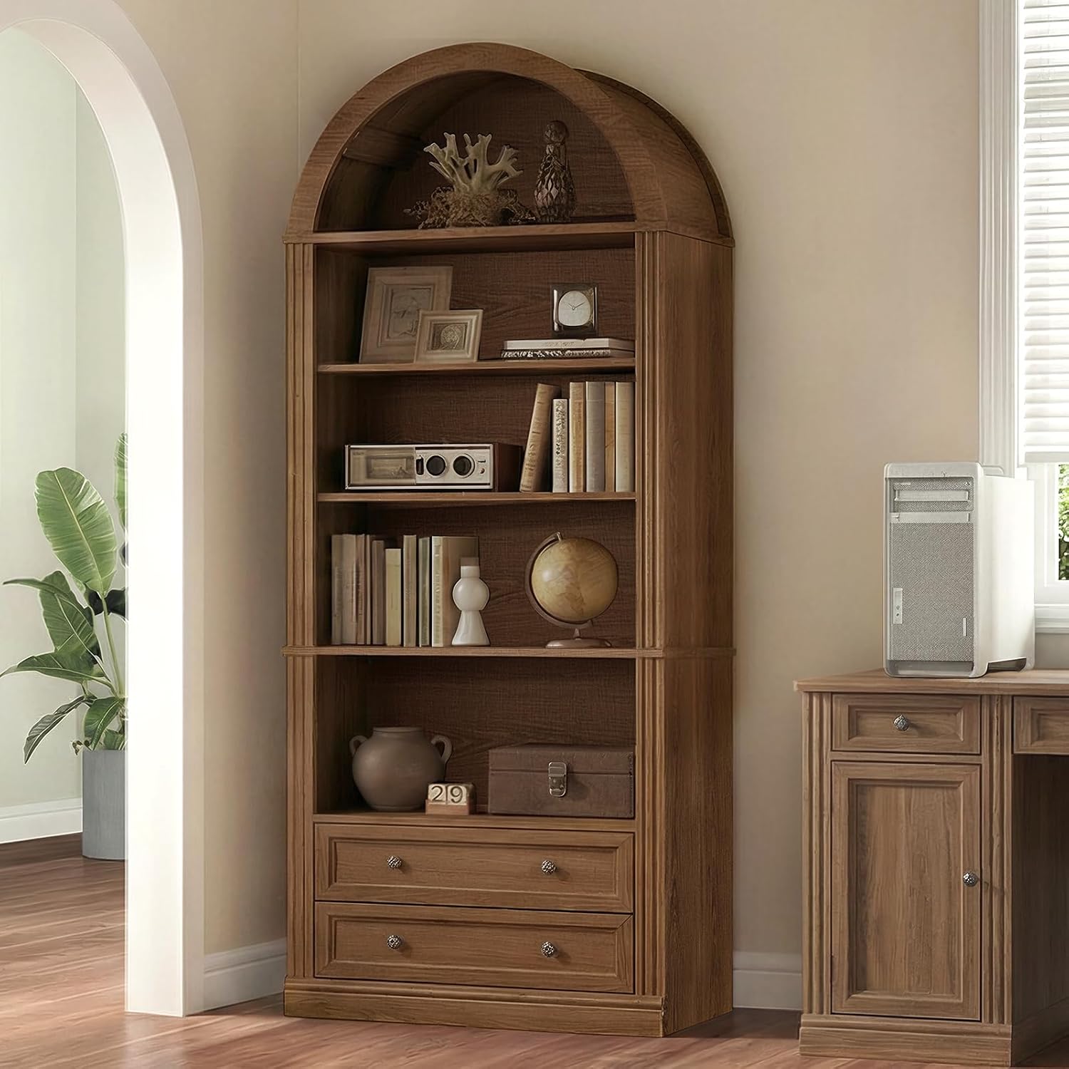 Arched Bookshelf 7 Tiers 2 Dra - đánh giá và giá Office Furniture Custom